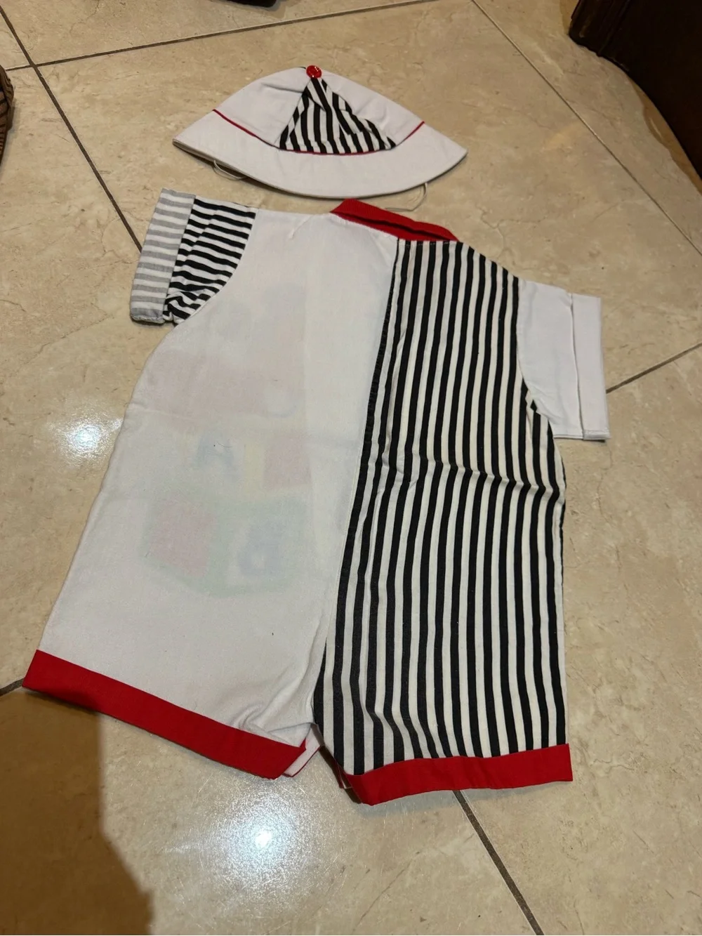 Disney Black White Red Striped Mickey Mouse One-Piece